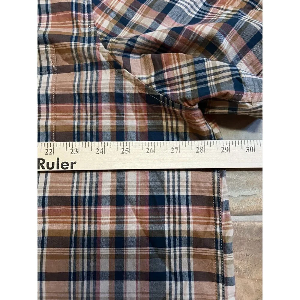 Mutual Weave Mens Plaid Short Sleeve Shirt 2XL Cotton Blend